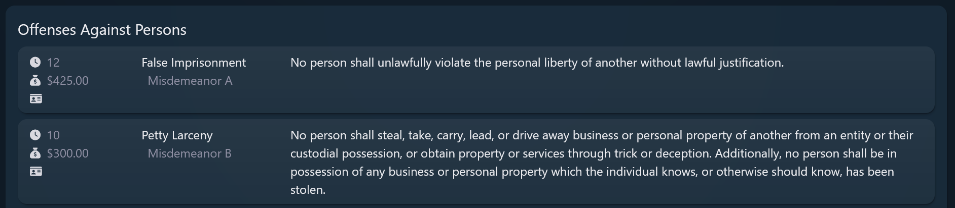 charges